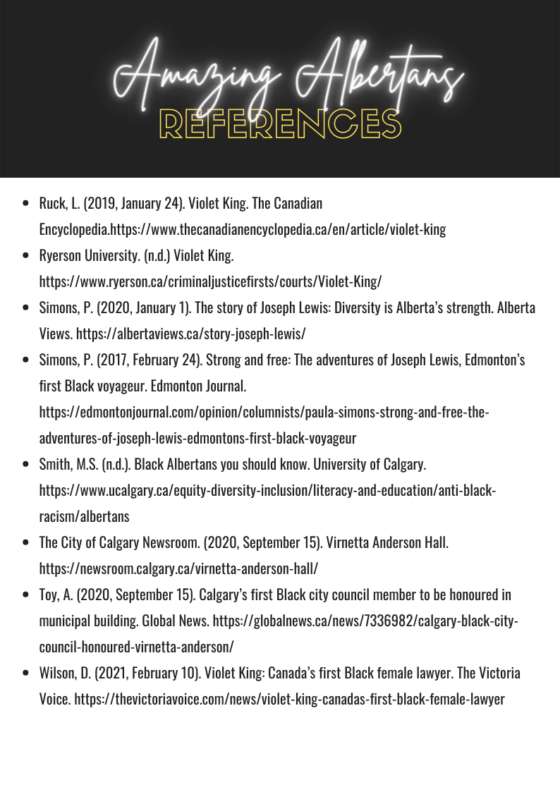 Amazing Albertans Reference List, Part 2. 